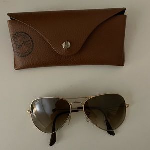 Gold aviator raybans, barely worn